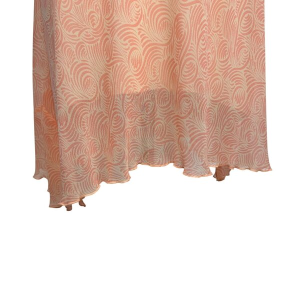 VTG Casual Corner Peach Swirl Dropped Waist Silk Midi Dress Whimsy Fairy Size 2‎ - Picture 3 of 9